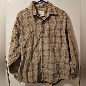 Eddie Bauer Shirt Men's Large Long Sleeve Button Front Pocket Outdoors Plaid